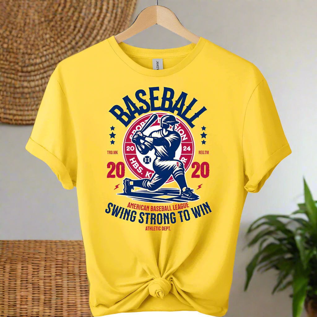Baseball graphic design t-shirts front view gildan soft style premium tees color daisy