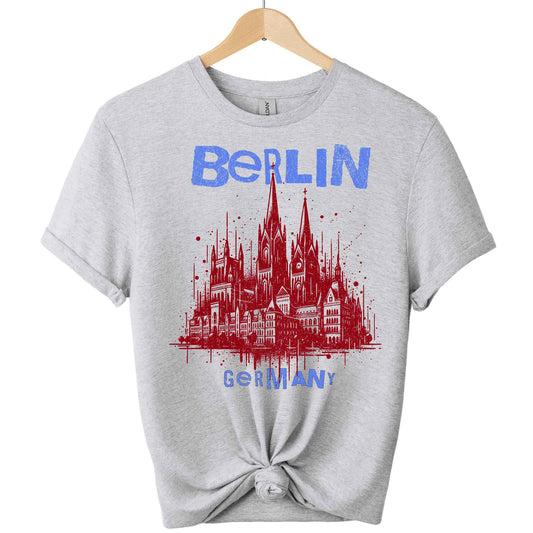 Front view Berlin T-shirts graphic tees design gildan premium soft with color sports grey