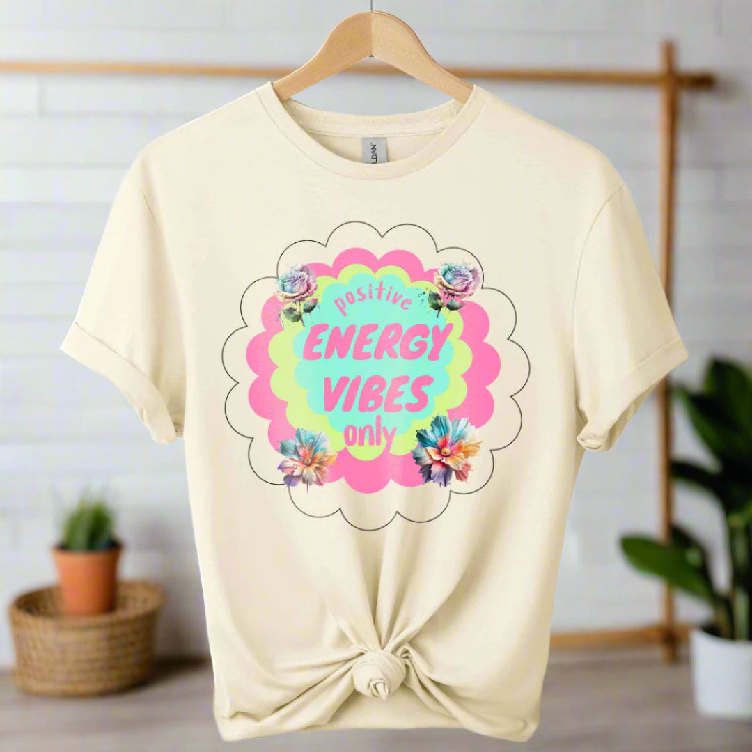 T-shirts color natural boho design with positive energy typography and graphic color design
for adults