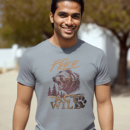 Act wild t-shirts nature graphic shirts color sports gray for men