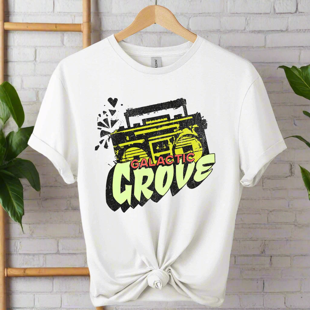 For adults Boho shirts design with cassette retro graphic and groove typography color White shirts 