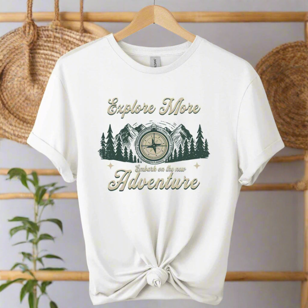 Front Compass Graphic tees and Explore more adventure typography t-shirts color of white