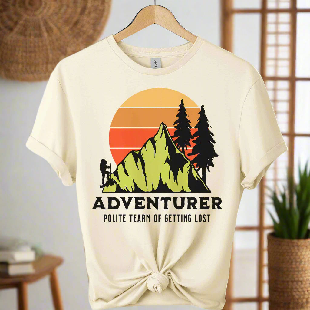 Adventurer Graphic t-shirts in colors Natural  and unisex.