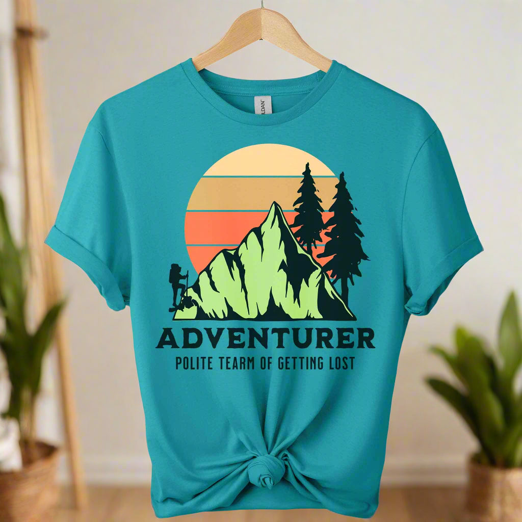 Adventurer Graphic t-shirts color Tropical blue for unisex