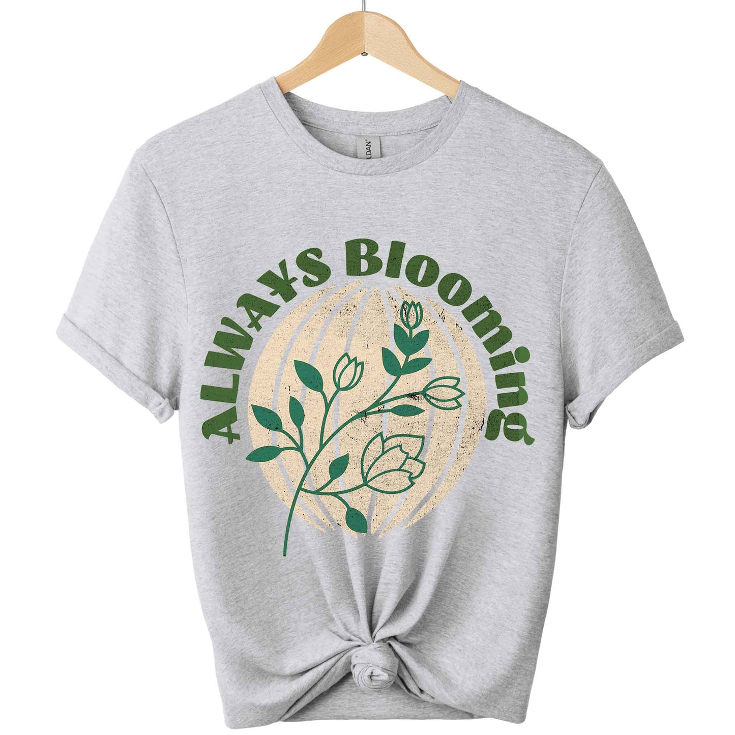Always blooming  plants tshirts Front view top clothes t-shirts plants graphic  color Sport grey