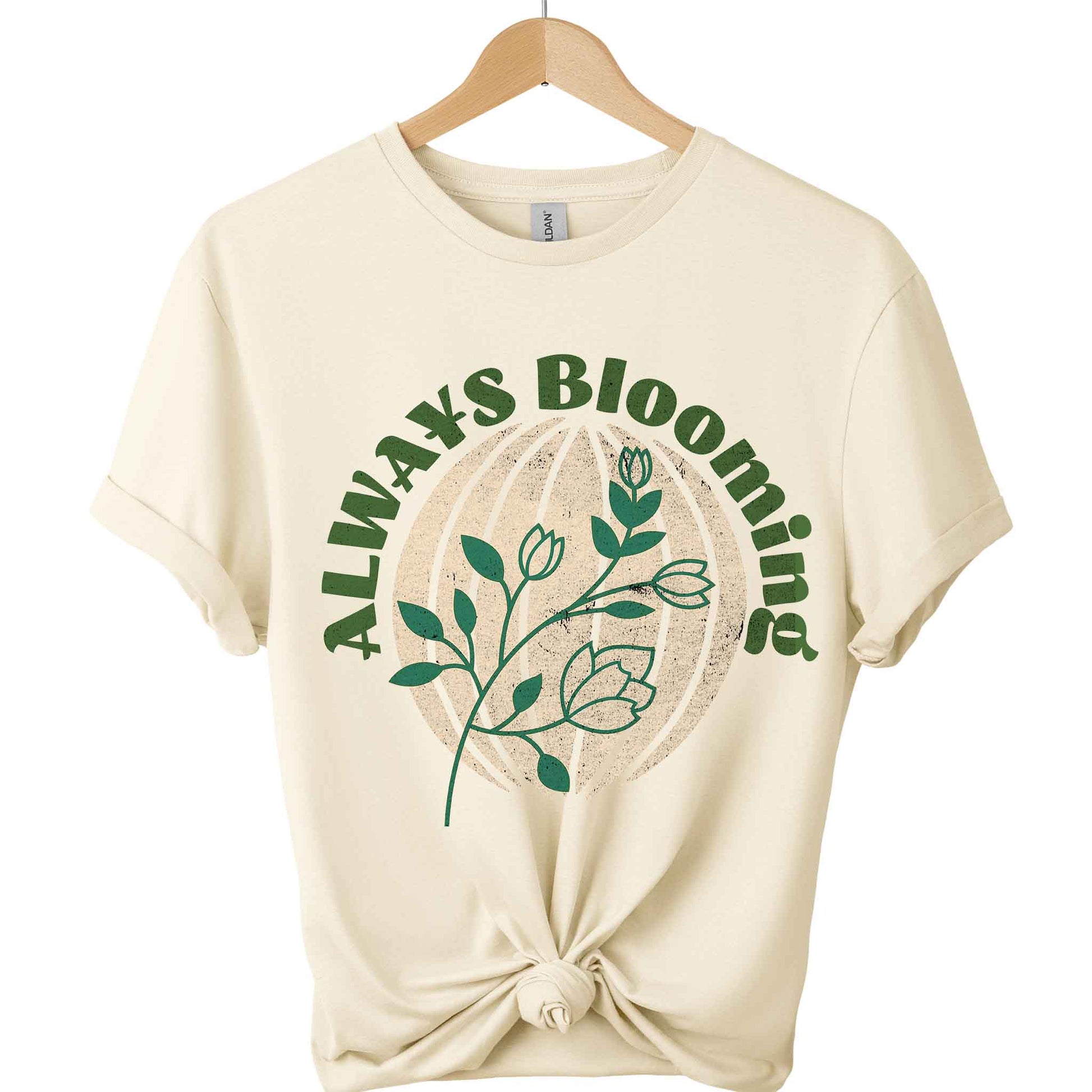 Always blooming  plants tshirts Front view top clothes t-shirts plants graphic  color Natural