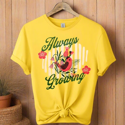 Always growing t-shirts front view top clothes graphic plants design tees color Daisy 