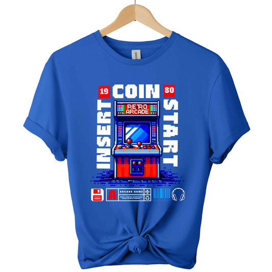 Gildan premium t shirt front design  Arcade  graphic tees  for men and women t-shirts color Royal