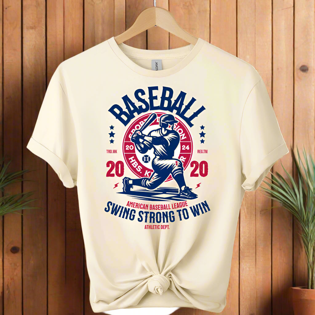 Baseball graphic design t-shirts front view gildan soft style premium tees color natural