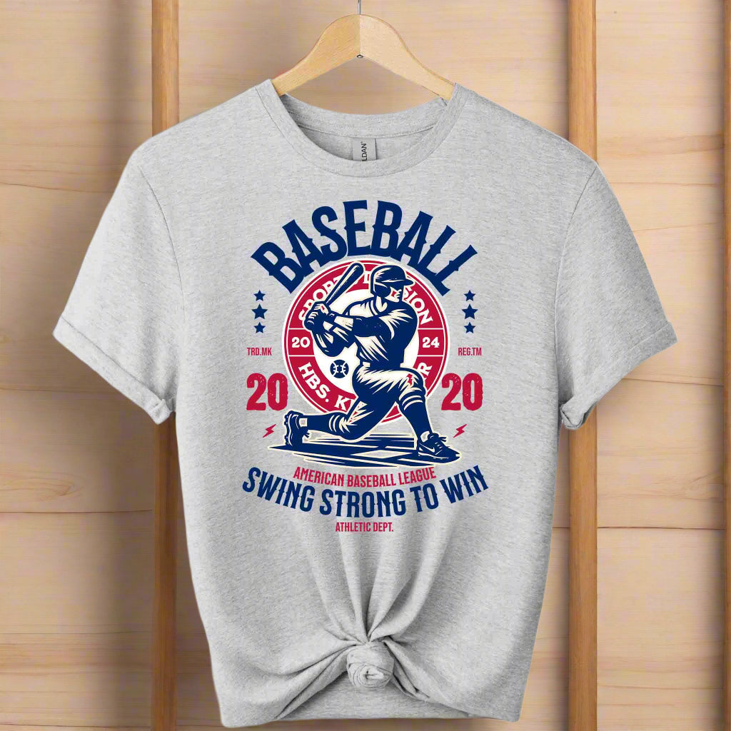 Baseball graphic design t-shirts front view gildan soft style premium tees color sportsgrey
