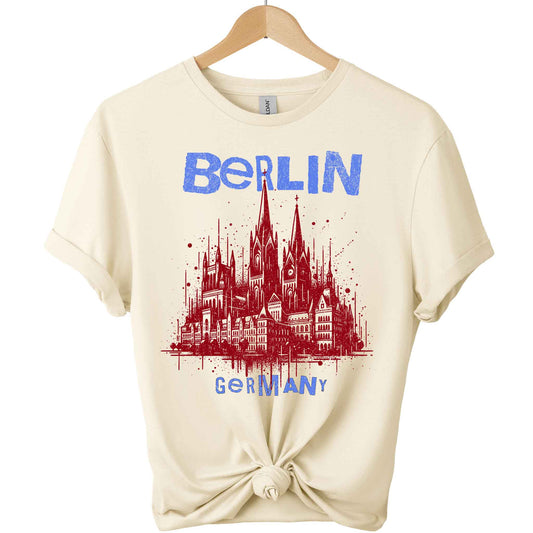 Front view Berlin T-shirts graphic tees design gildan premium soft with color natural 