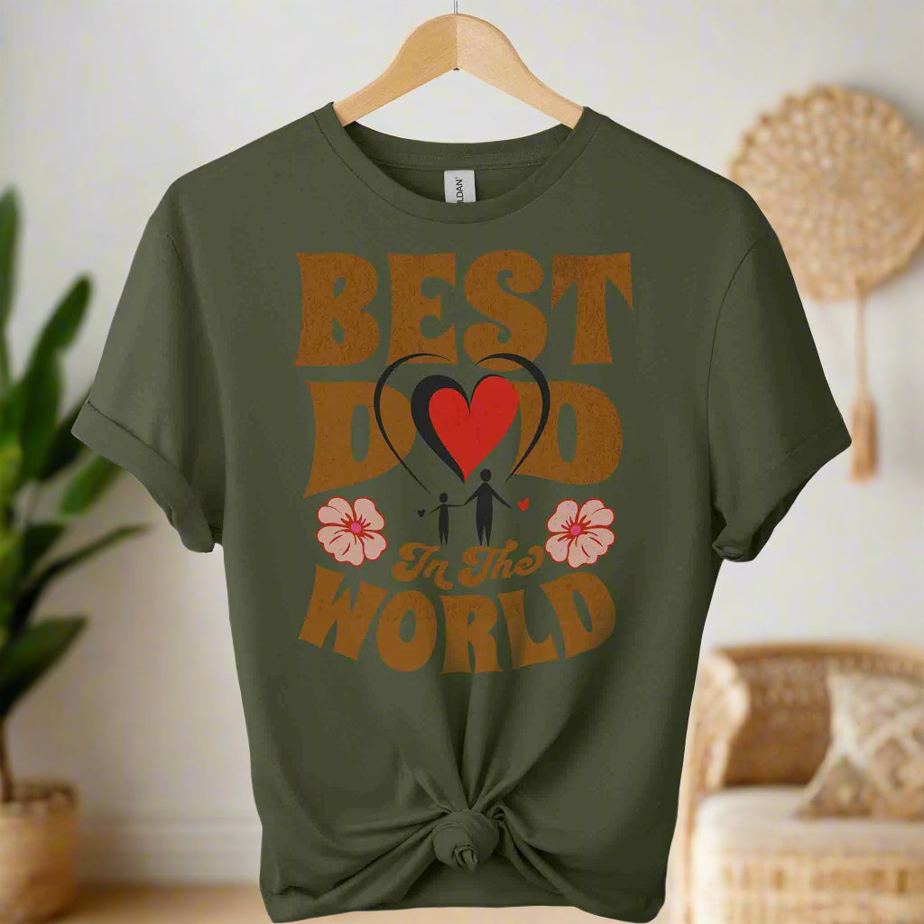 Front design Best dad t-shirts graphic tees typography with vintage vibe t-shirts color military green