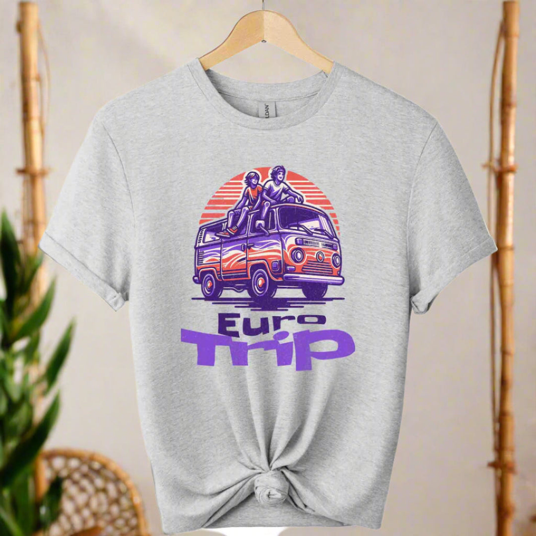 Retro van Car Front Graphic design  and Eurotrip typography with the color Sport_grey