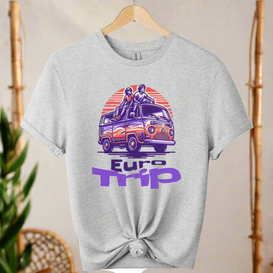 Retro van Car Front Graphic design  and Eurotrip typography with the color Sport_grey