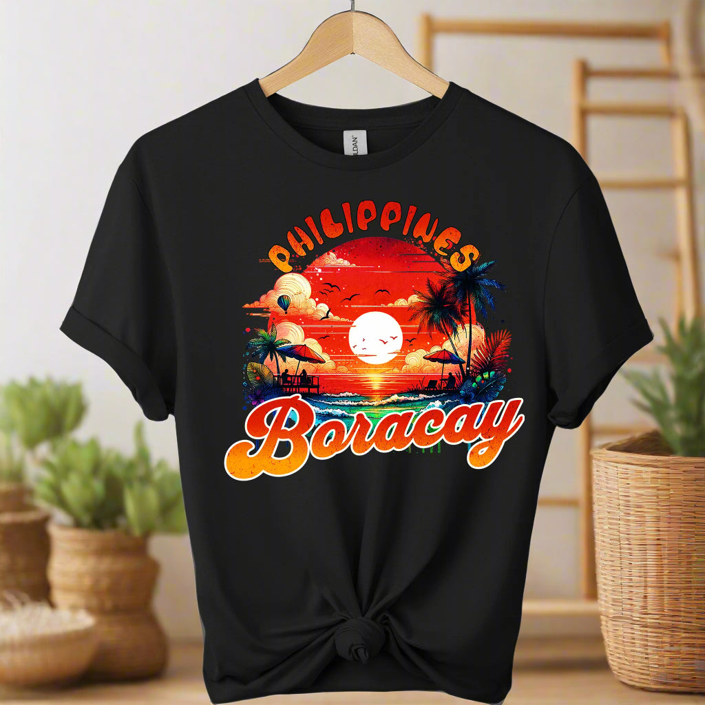 Gildan premium front view Boracay t-shirts design graphic tees  for unisex and vacation lover color black