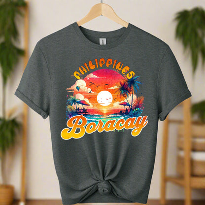 Gildan premium front view Boracay t-shirts design graphic tees  for unisex and vacation lover color dark heather