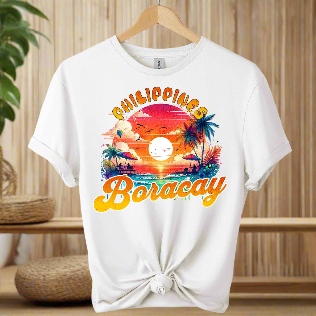 Gildan premium front view Boracay t-shirts design graphic tees  for unisex and vacation lover color white