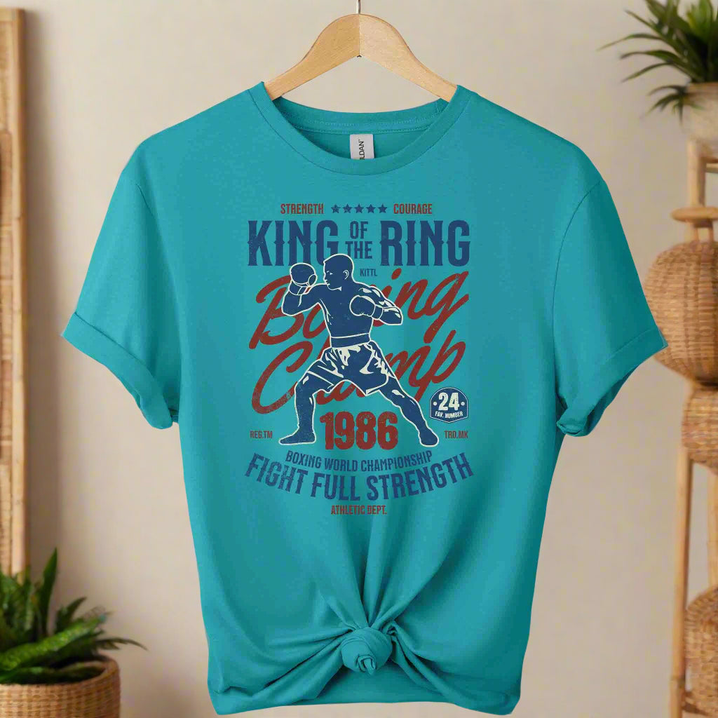 Gildan premium soft front design Boxing graphic tees for unisex t-shirts color tropical blue