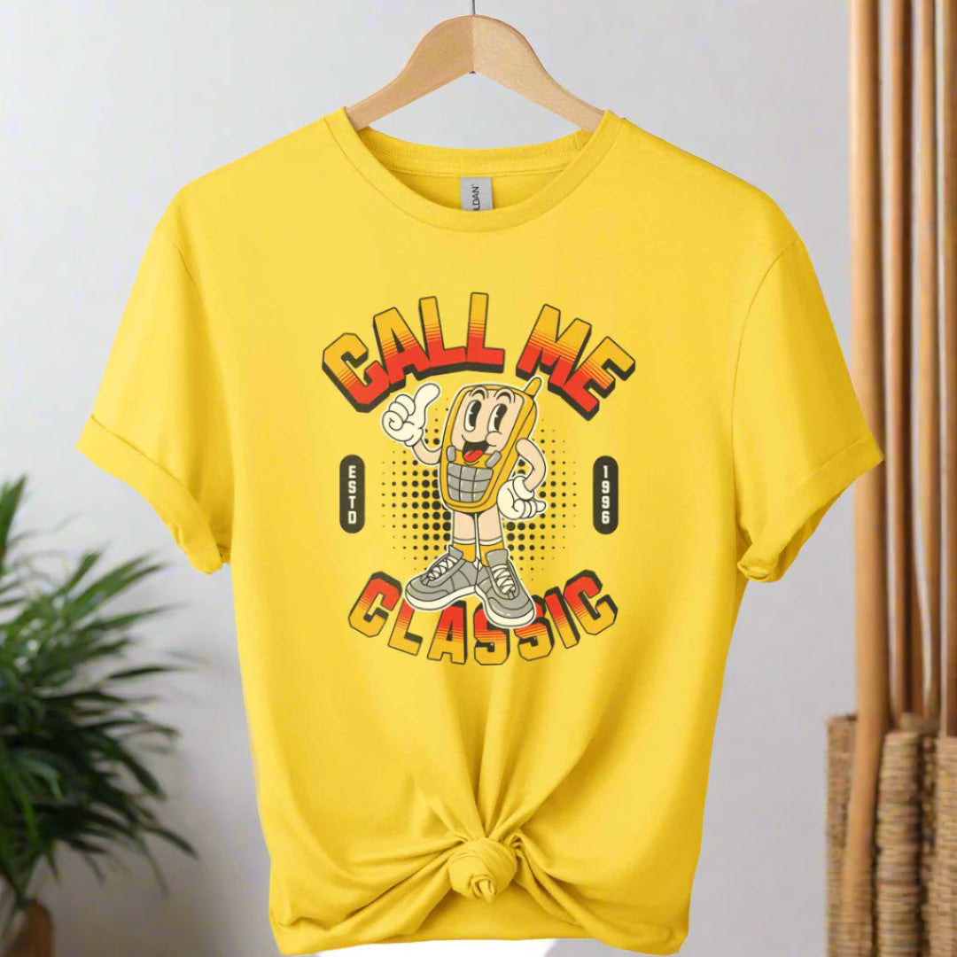Gildan premium soft style Call me Classic graphic tees with old phone design for men and women  t-shirts color daisy