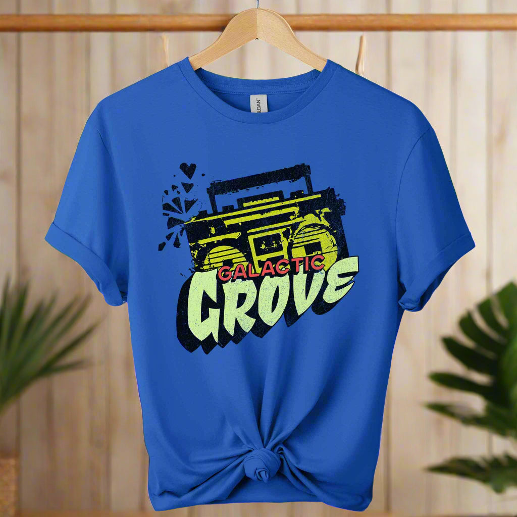 Boho shirts design with cassette retro graphic and groove typography color royal blue shirts 