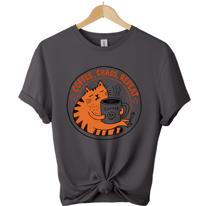 Coffee Chaos Repeat Cat T-Shirt
