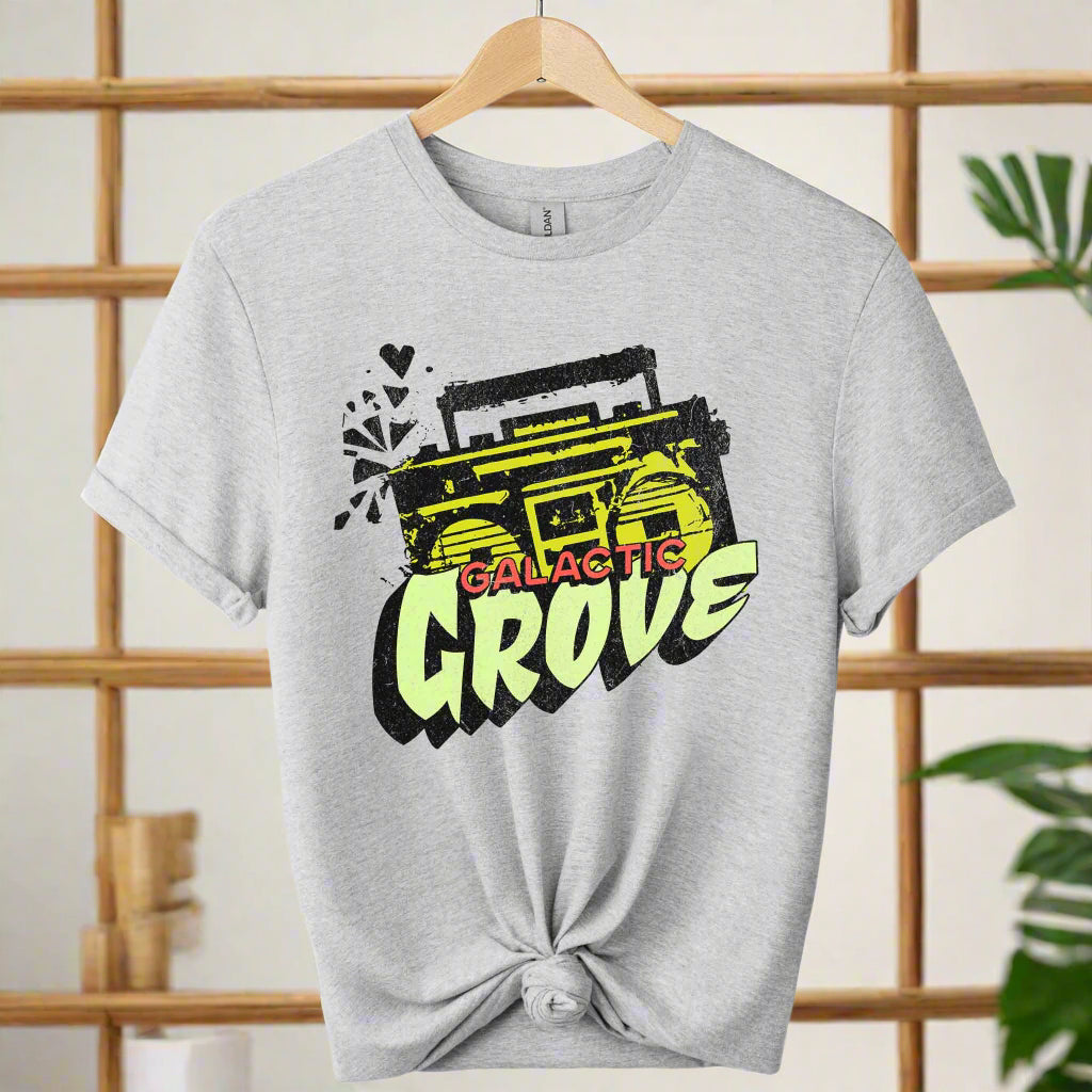 Boho shirts design with cassette retro graphic and groove typography color sports grey shirts 