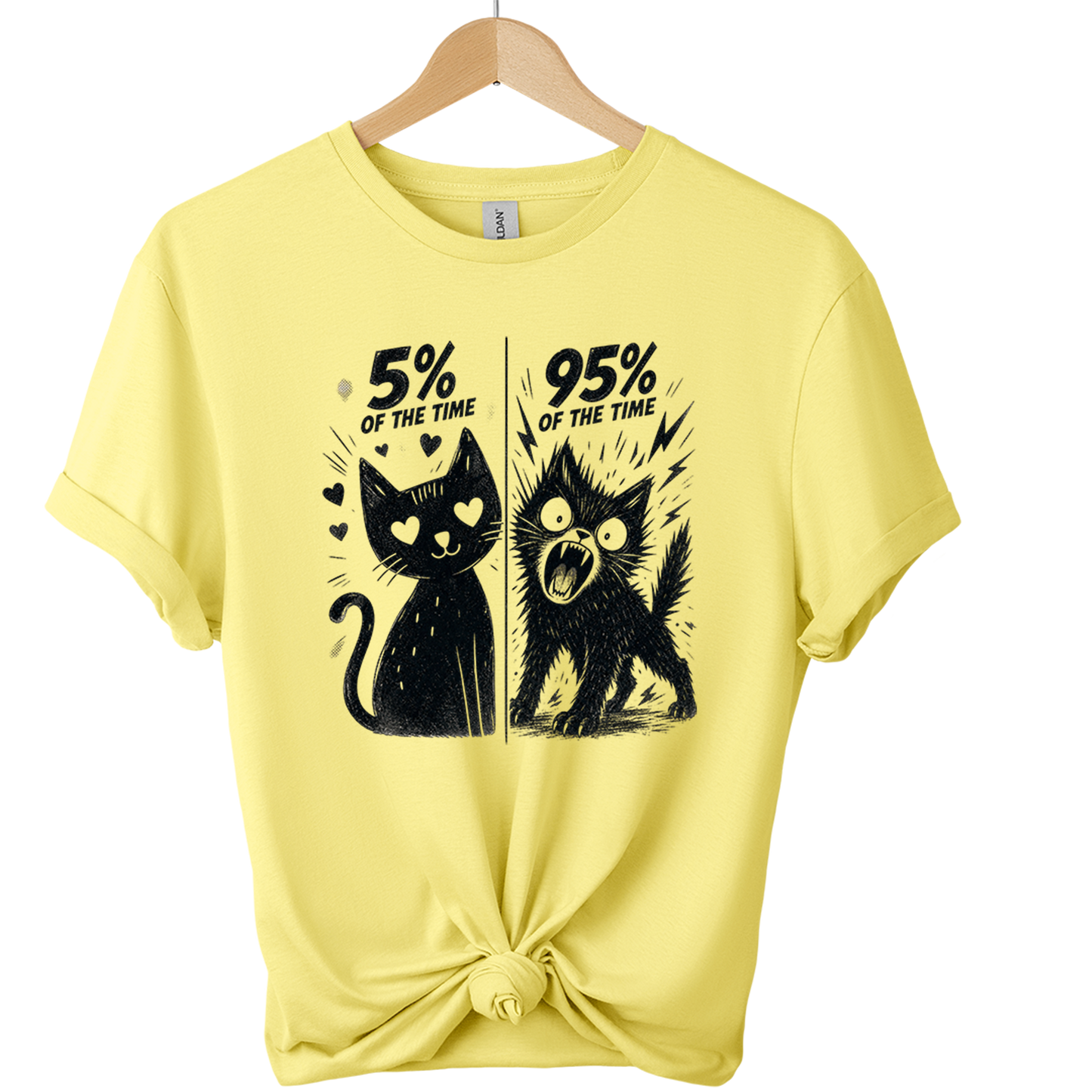 5% / 95% Cat's Two Sides Split Personality T-Shirt