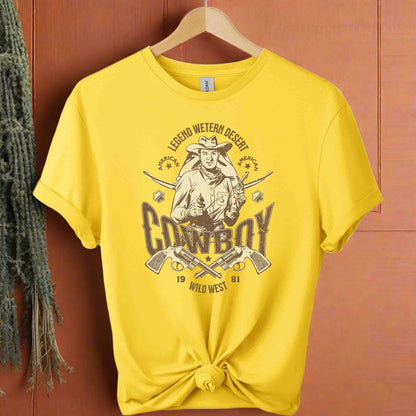 Cowboy T-Shirt: gildan t -shirts with front design of cowboy and western looks graphic tees for unisex with the color of daisy
