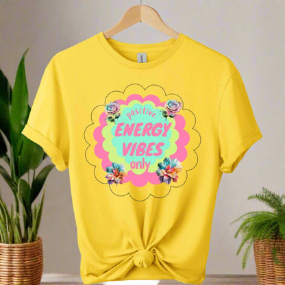 T-shirts color daisy boho design with positive energy typography and graphic color design
for adults 
