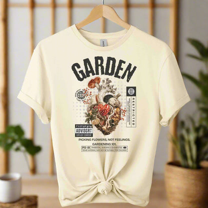 T-shirts with heart plants graphic front design and garden typography boho style retro vintage design with color  natural