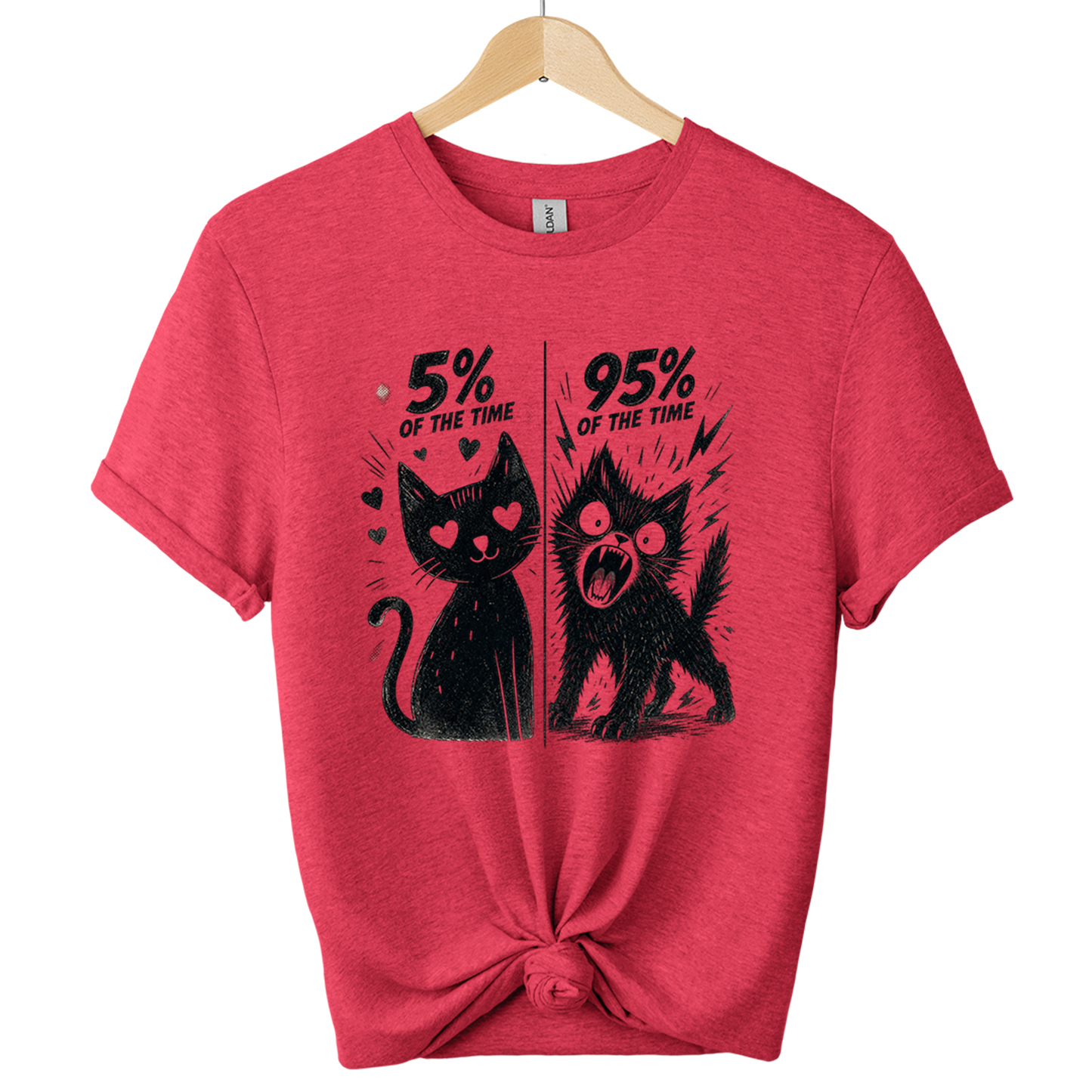 5% / 95% Cat's Two Sides Split Personality T-Shirt