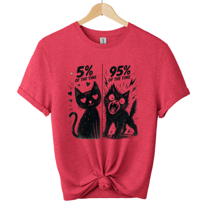 5% / 95% Cat's Two Sides Split Personality T-Shirt