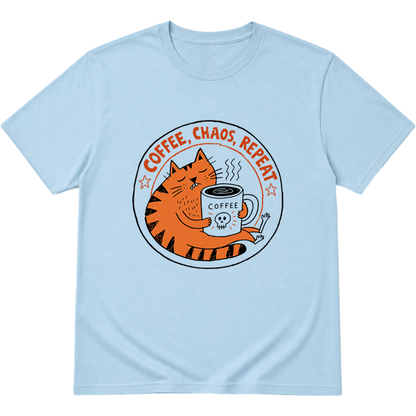 Coffee Chaos Repeat Cat T-Shirt