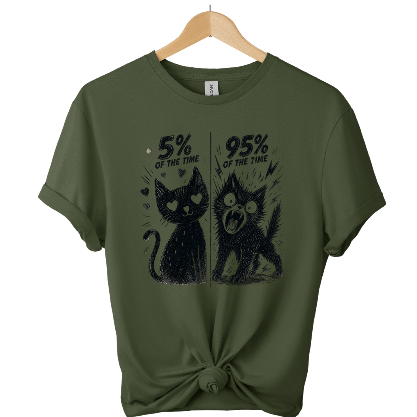 5% / 95% Cat's Two Sides Split Personality T-Shirt