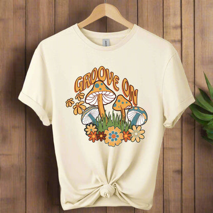T-shirts color natural boho inspired mushroom design and typography retro vintage graphic tee