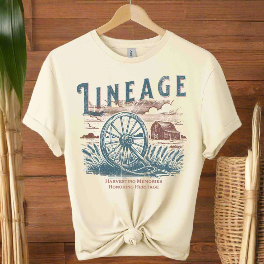 Natural color Unisex T-shirt with classic design and harvesting memories typography ,old school design t-shirts 