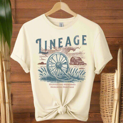 Natural color Unisex T-shirt with classic design and harvesting memories typography ,old school design t-shirts 