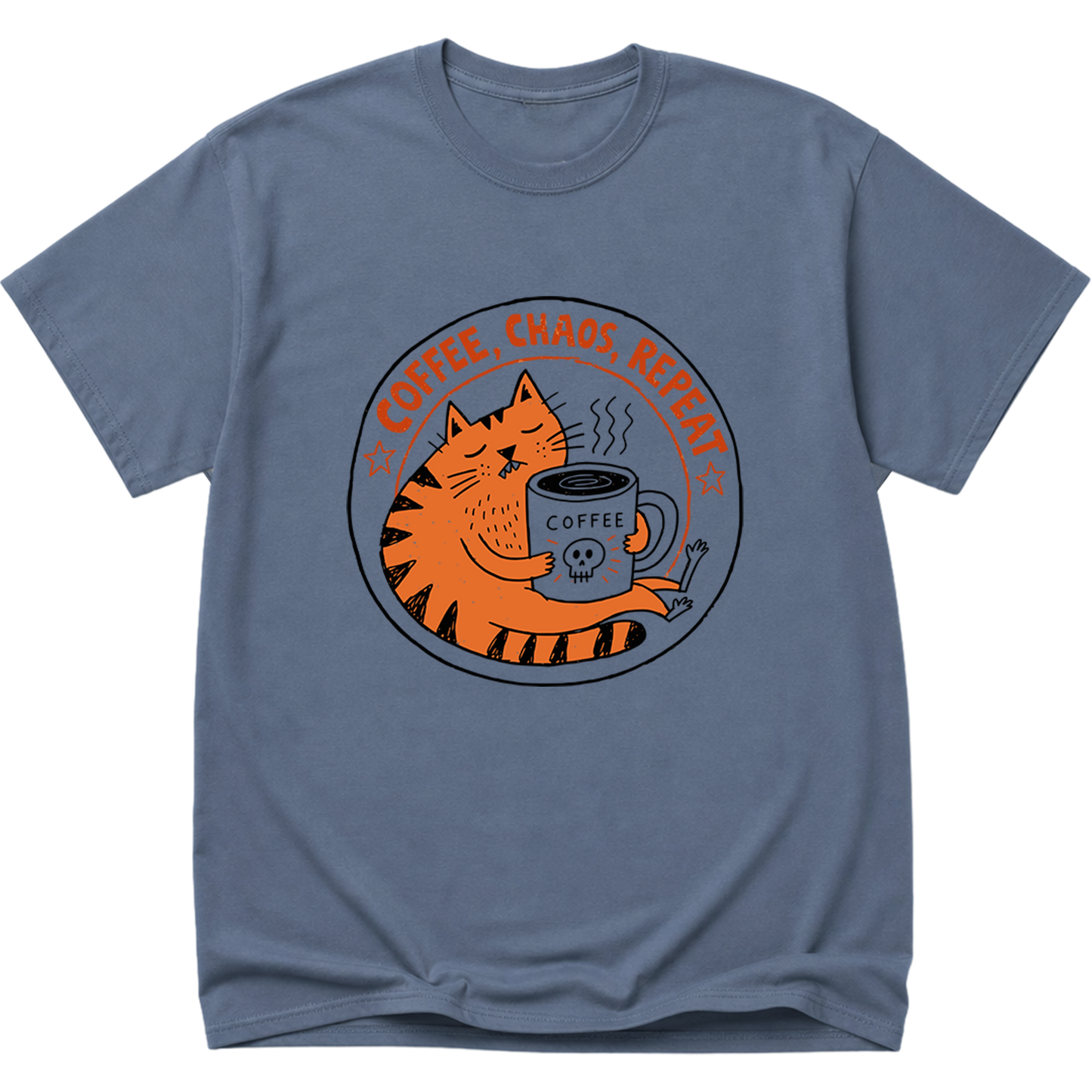 Coffee Chaos Repeat Cat T-Shirt