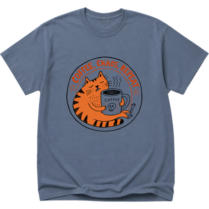 Coffee Chaos Repeat Cat T-Shirt