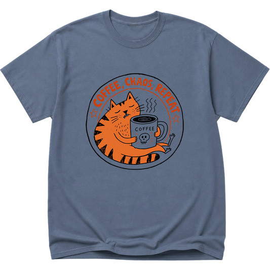 Coffee Chaos Repeat Cat T-Shirt