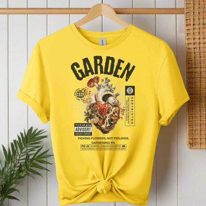 T-shirts with heart plants graphic front design and garden typography boho style retro vintage design with color  daisy
