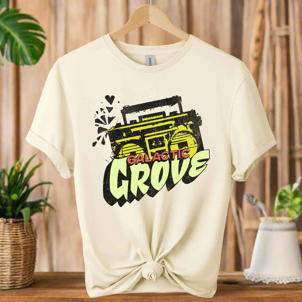 Boho adults shirts design with cassette retro graphic and groove typography color white shirts 