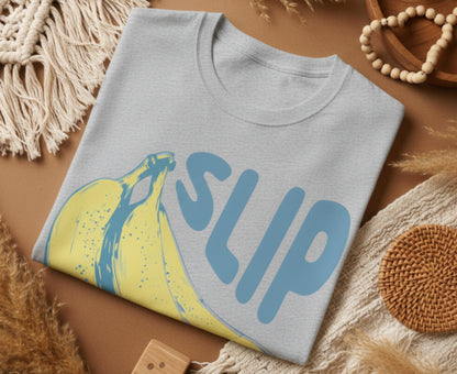 sport Gray white with a banana graphic and 'SLIP' text on a white background