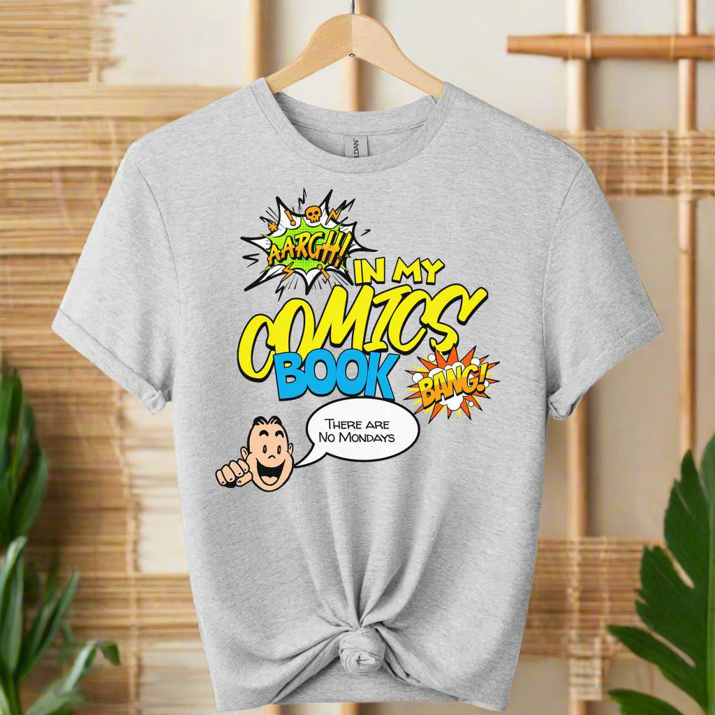 Unisex t-shirt color sports grey With front  graphic comic design and comic book retro typography tees 