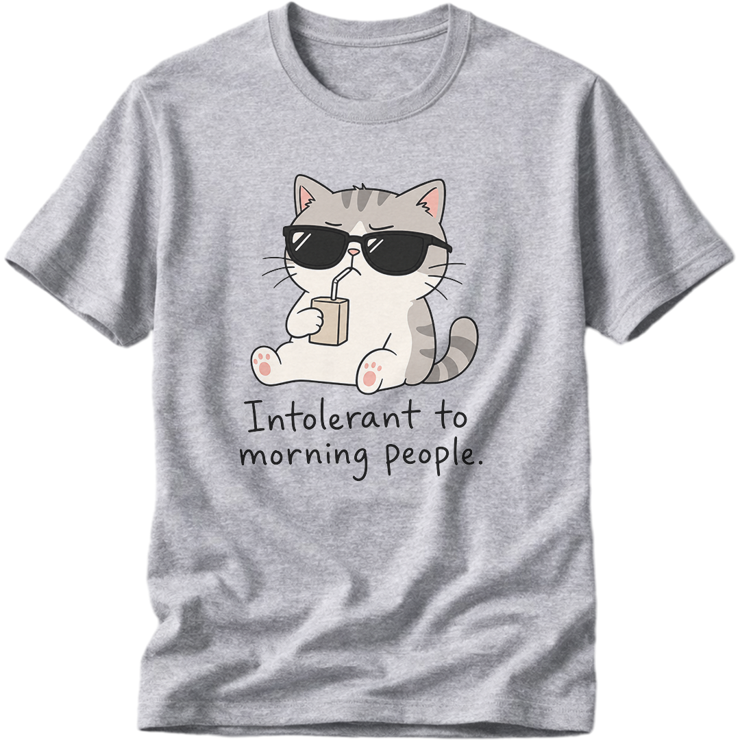 Intolerant To Morning People Cat T-Shirt
