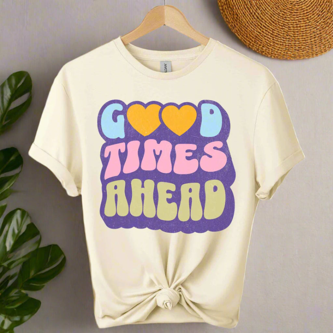 Boho t-shirts design With typography tees Good times ahead for men and women color Tropical 