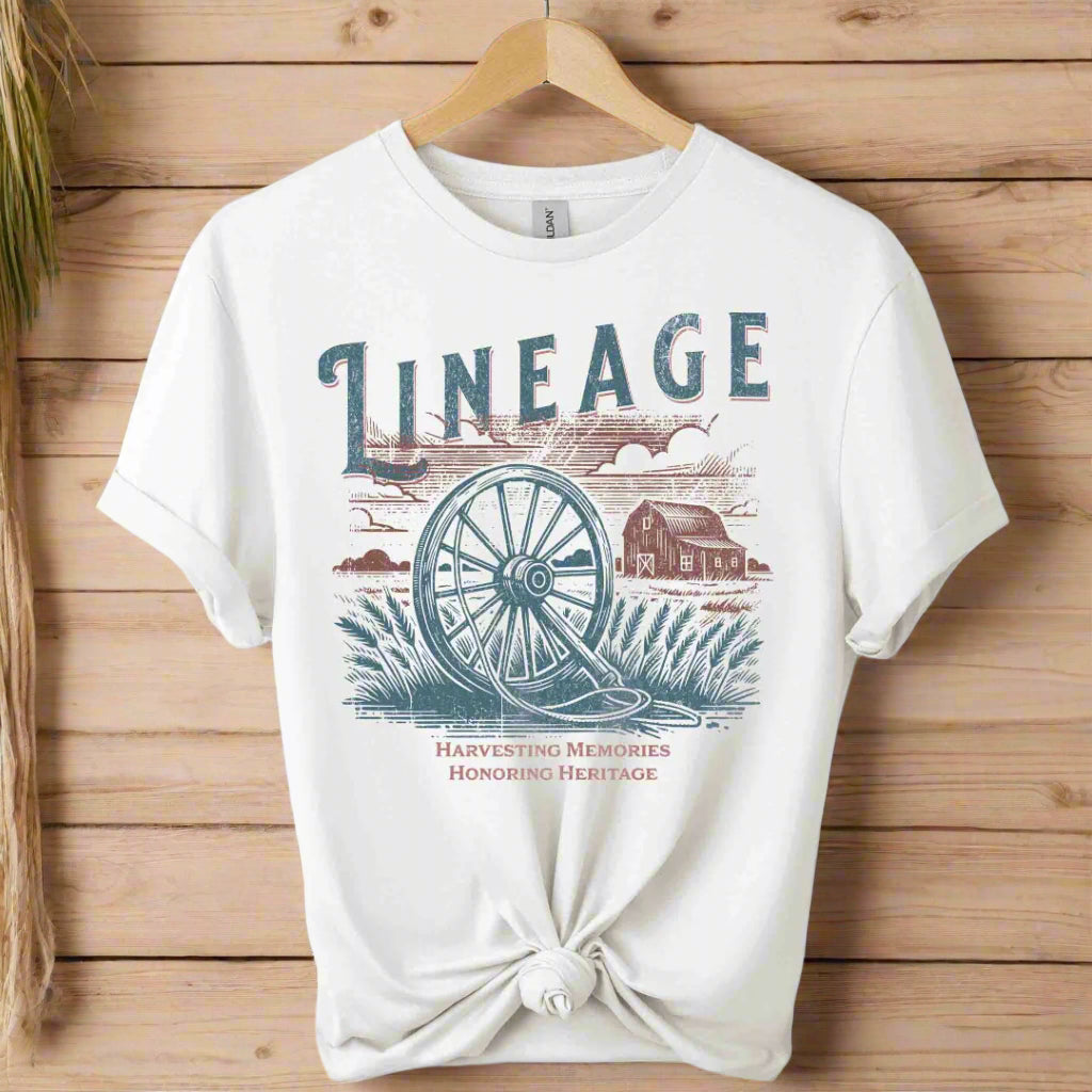 white color Unisex T-shirt with classic design and harvesting memories typography ,old school design t-shirts 