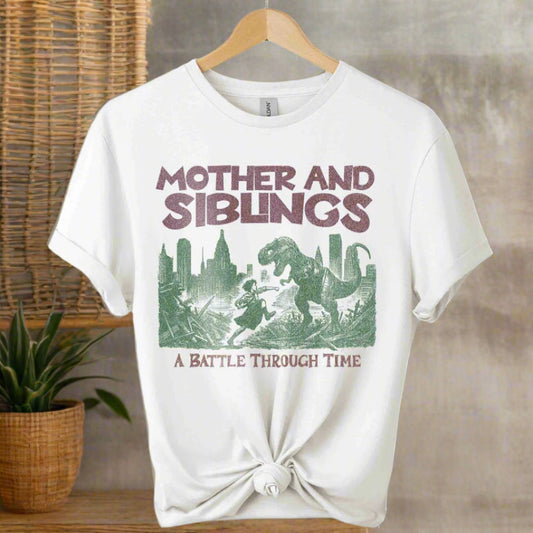 T-shirts unisex with graphic design and mother and siblings typography retro classic inspired color white