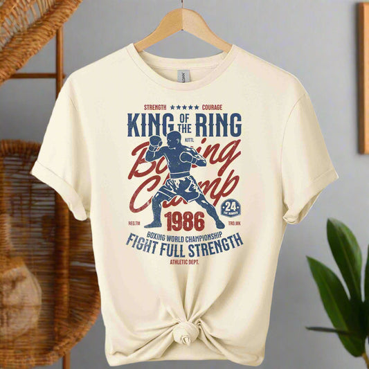 Gildan premium soft front design Boxing graphic tees for unisex t-shirts color natural