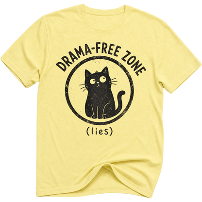 Drama Free Zone Lies Cat T-Shirt